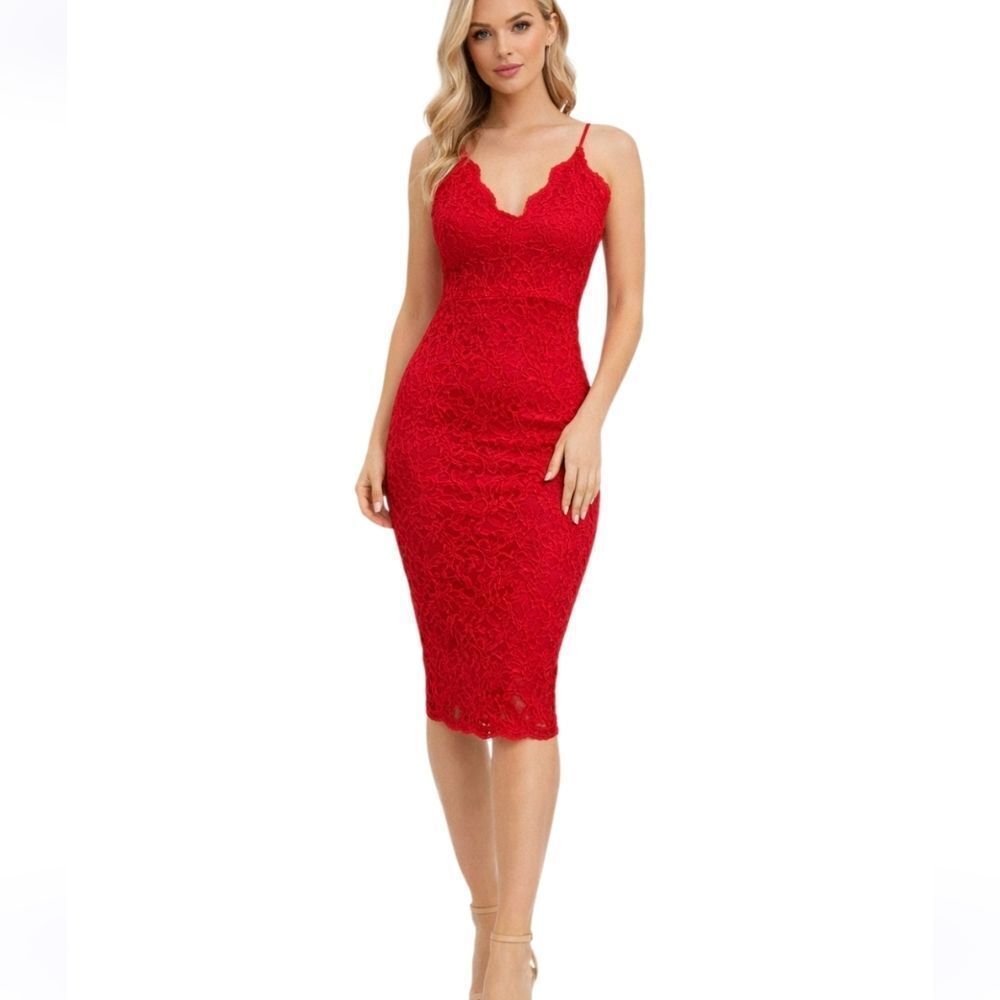 Windsor Red Lace Bodycon Dress Size Medium